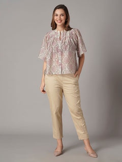 Women's Cotton Silk Regular Fit Blouse White