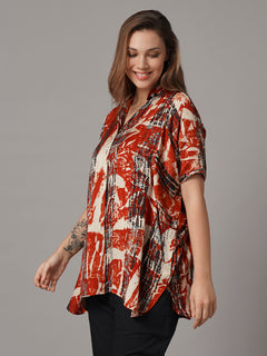 Women's Modal Viscose Boxy Fit Blouse Red