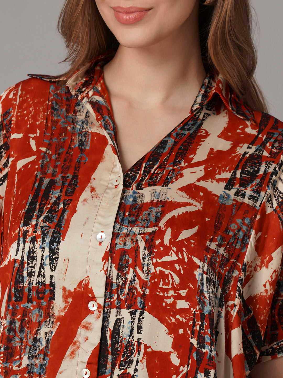 Women's Modal Viscose Boxy Fit Blouse Red