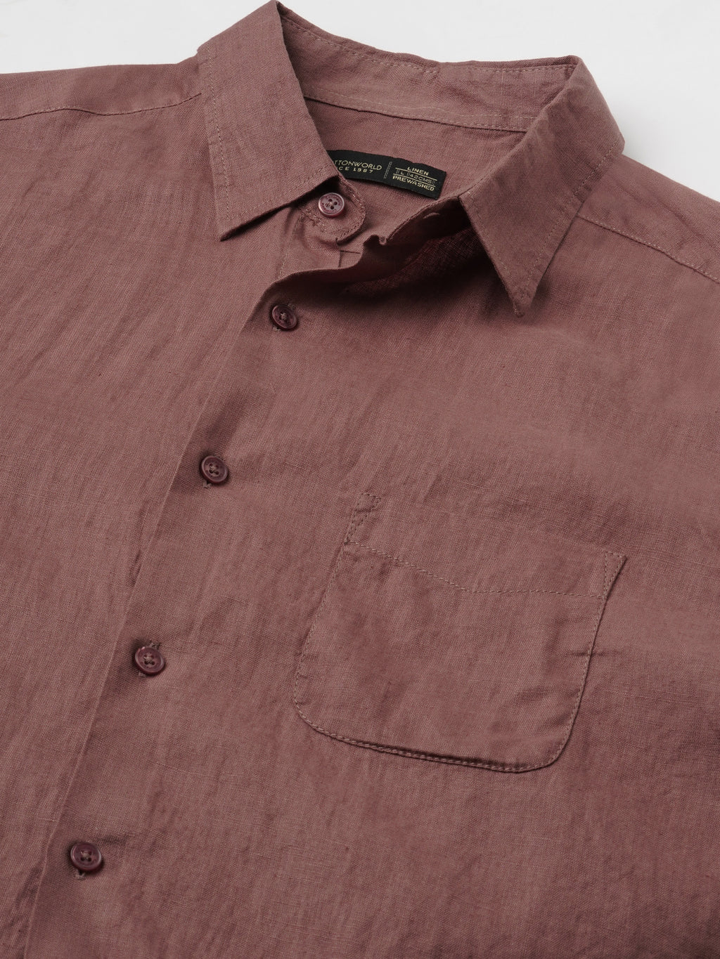 Men's Brown 100% Linen Regular Fit Shirt