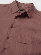 Men's Brown 100% Linen Regular Fit Shirt