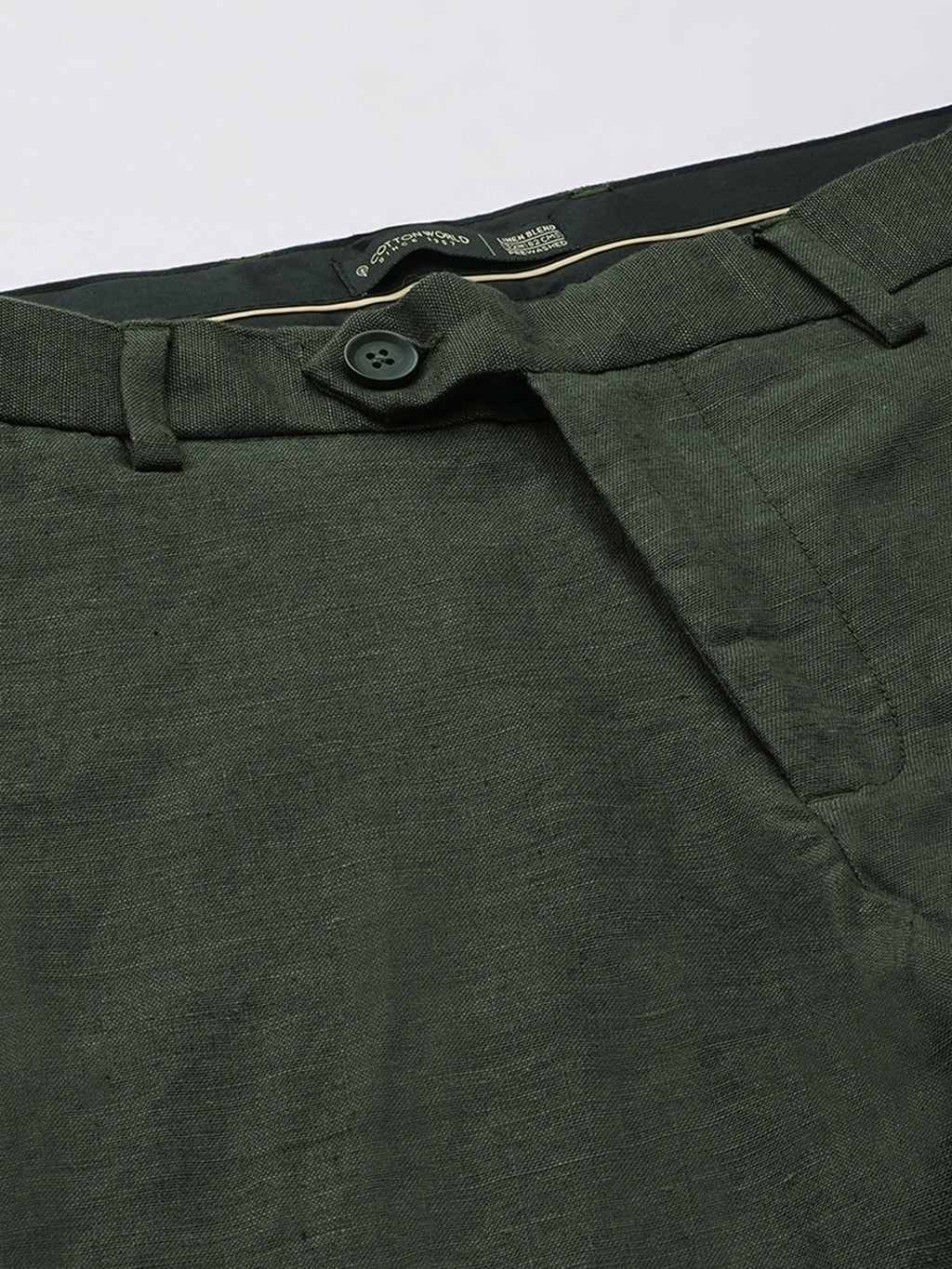 Men's Green Linen Excel Regular Fit Pant