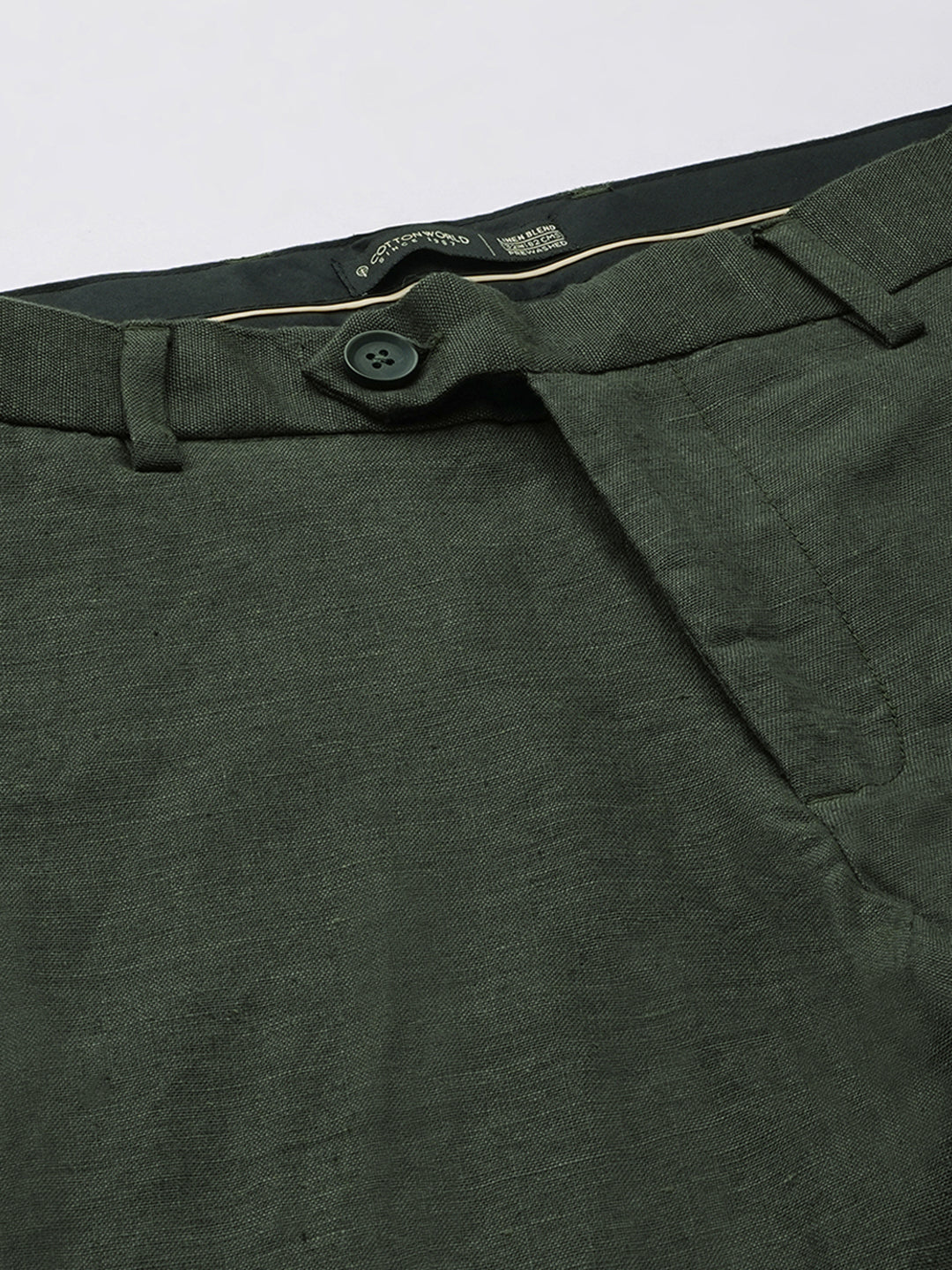 Men's Green Linen Excel Regular Fit Pant