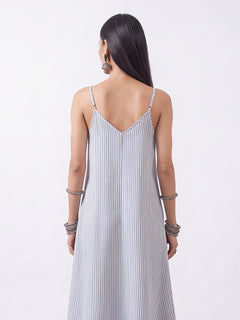 Women's Cotton Silk Regular Fit Dress Navy 1