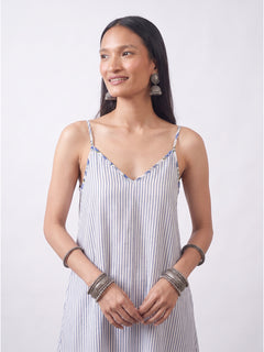 Women's Cotton Silk Regular Fit Dress Navy 1