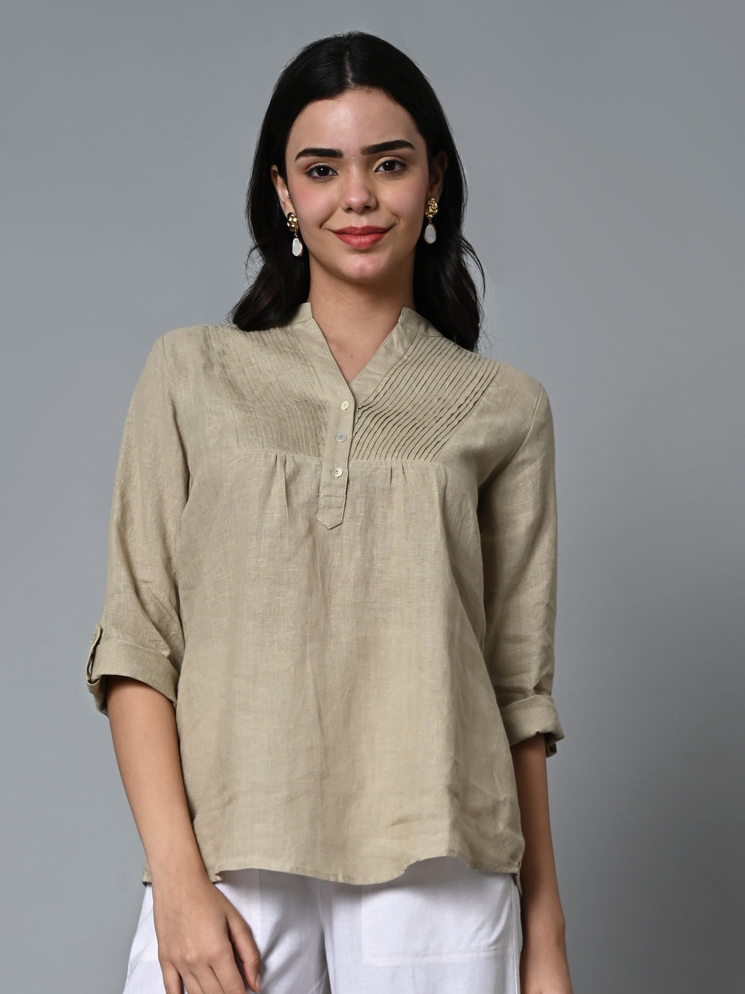 Women's Natural Linen Excel Regular Fit Blouse