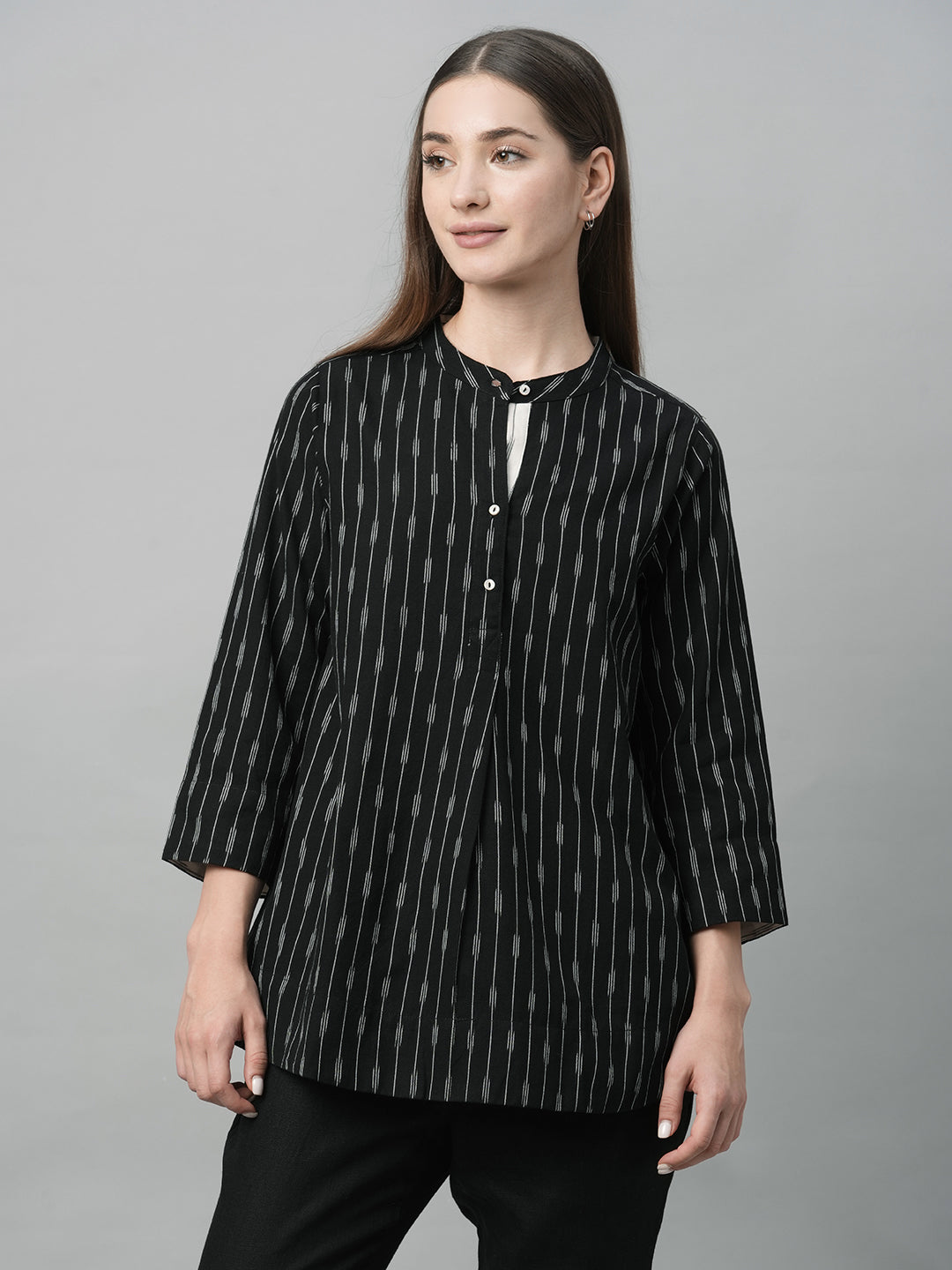 Women's Black Cotton Regular Fit Blouse