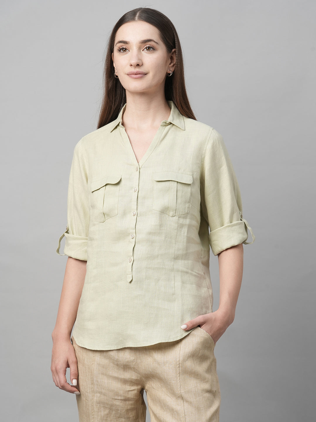 Women's Sage Linen Regular Fit Blouse