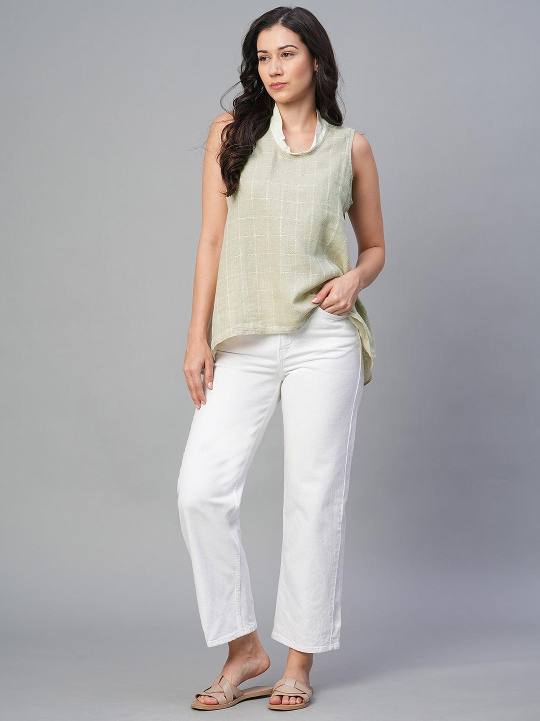 Women's Natural 100% Linen Regular Fit Blouse