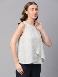 Women's Natural Linen Regular Fit Blouse