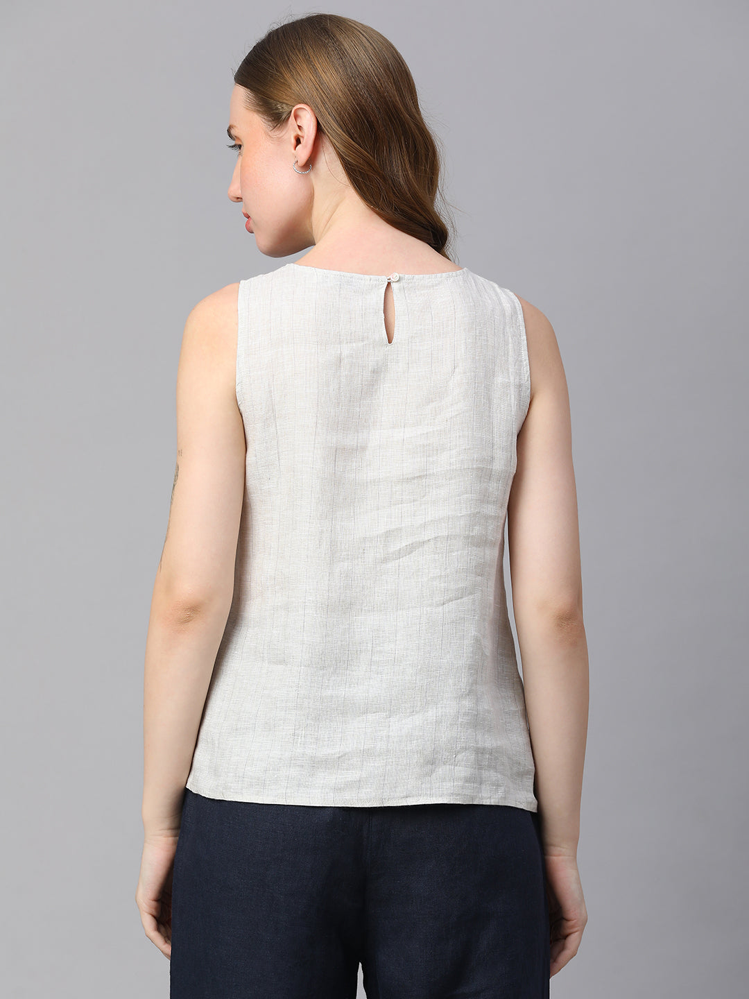 Women's Natural Linen Regular Fit Blouse