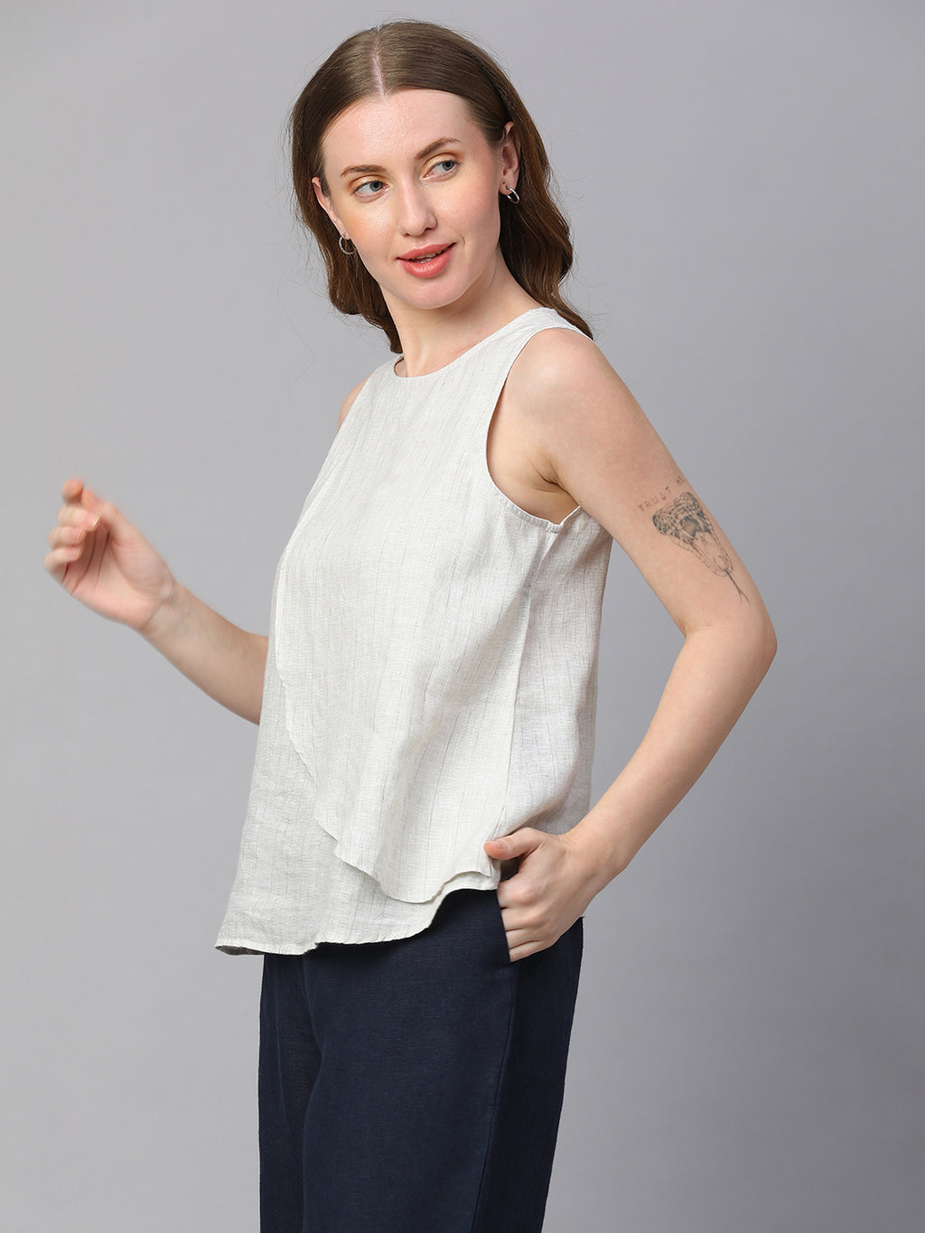 Women's Natural Linen Regular Fit Blouse