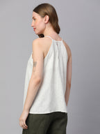 Women's Offwhite Linen Viscose Regular Fit Blouse