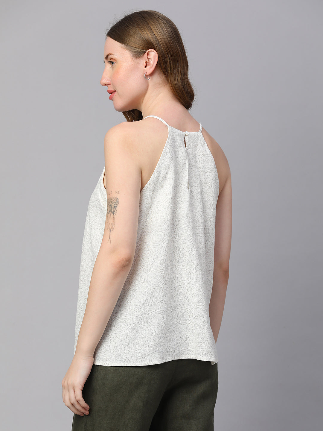 Women's Offwhite Linen Viscose Regular Fit Blouse