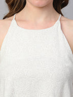 Women's Offwhite Linen Viscose Regular Fit Blouse