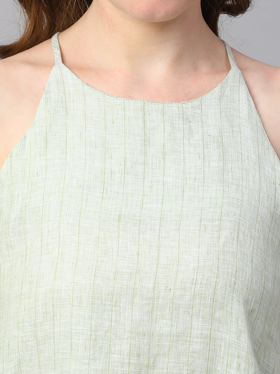 Women's Lime Linen Regular Fit Blouse