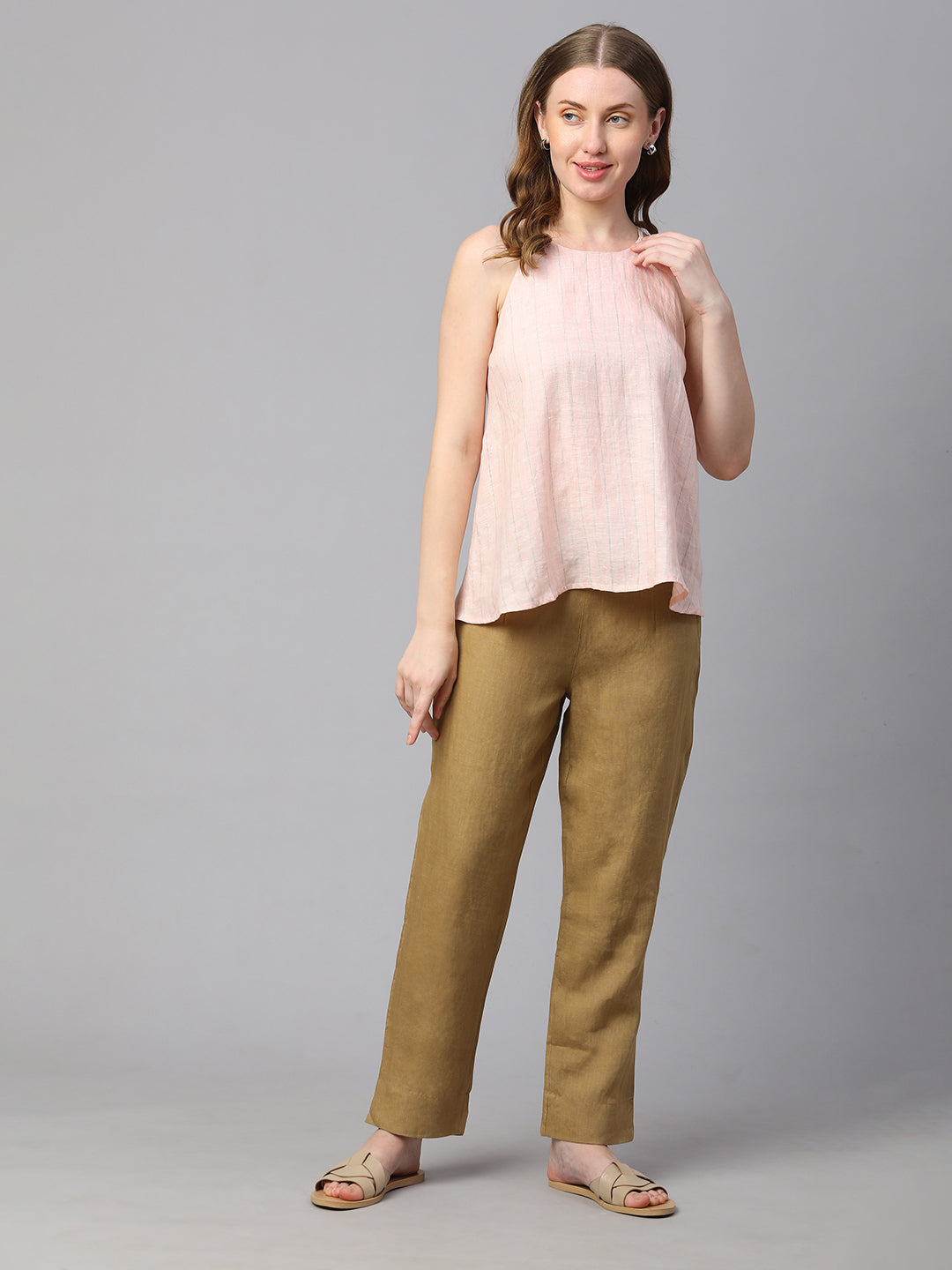 Women's Rose 100% Linen Regular Fit Blouse