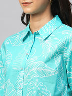 Women's Aqua Cotton Regular Fit Blouse