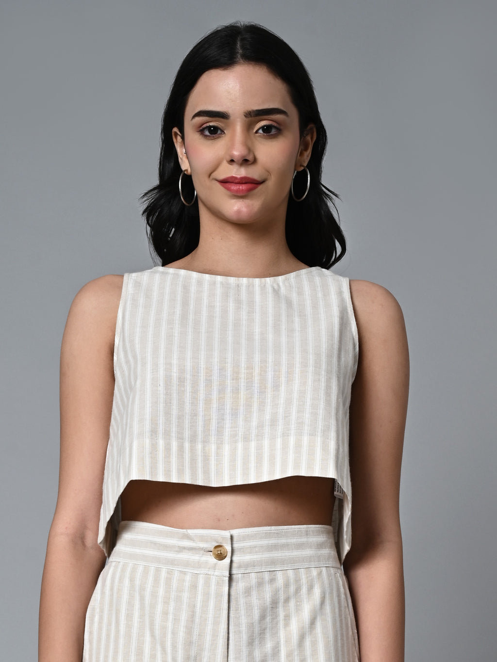 Women's Khaki Cotton Linen Regular Fit Blouse