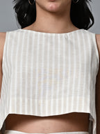 Women's Khaki Cotton Linen Regular Fit Blouse