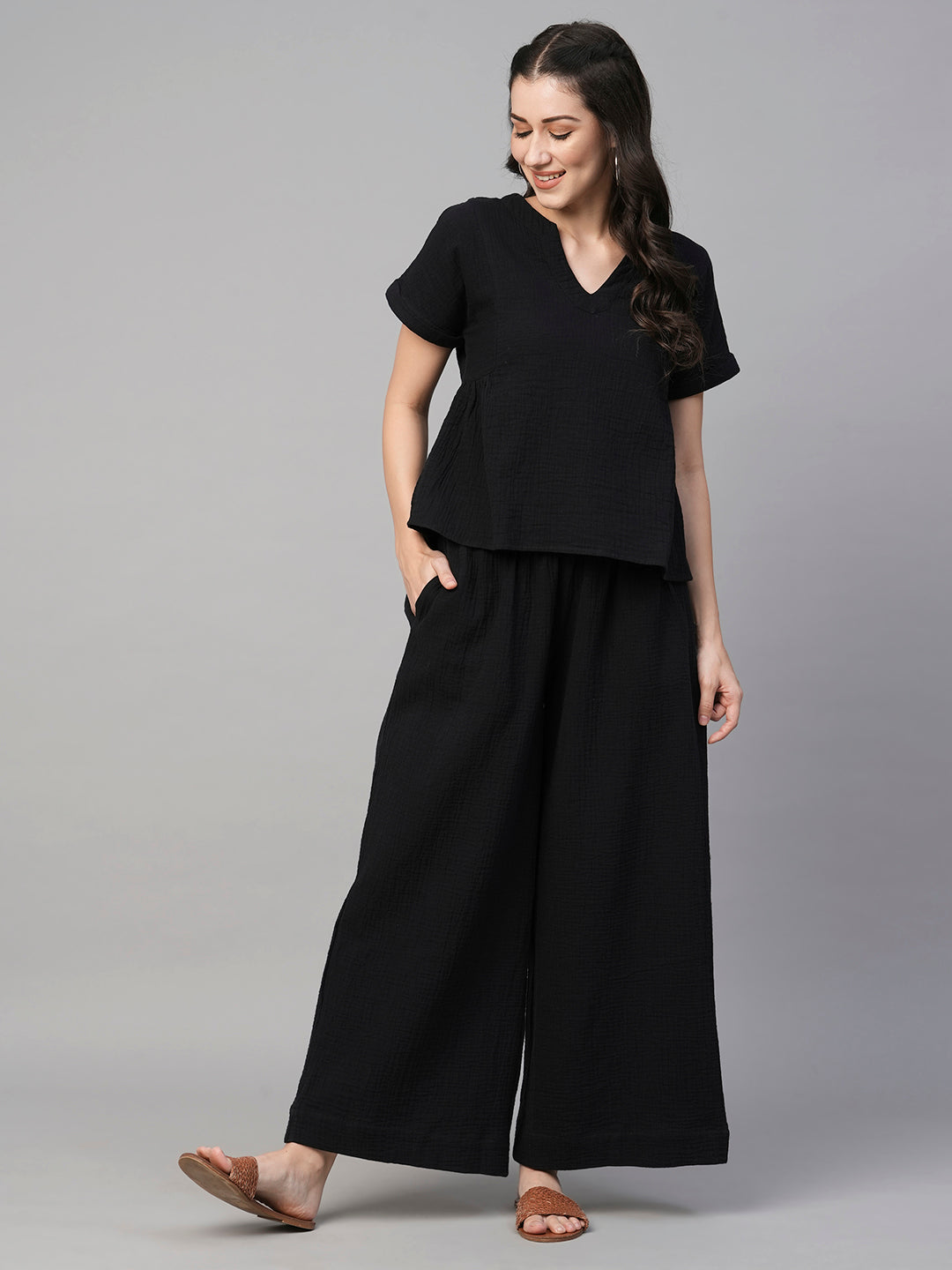 Women's Cotton Black Regular Fit Blouse