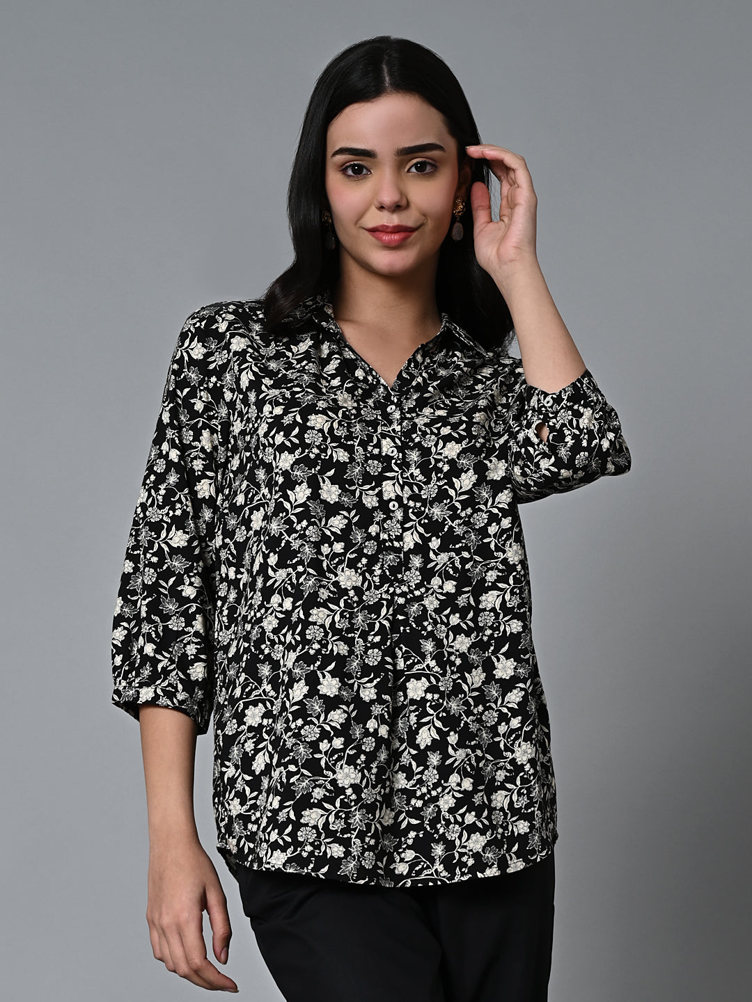 Women's Black Viscose Regular Fit Blouse