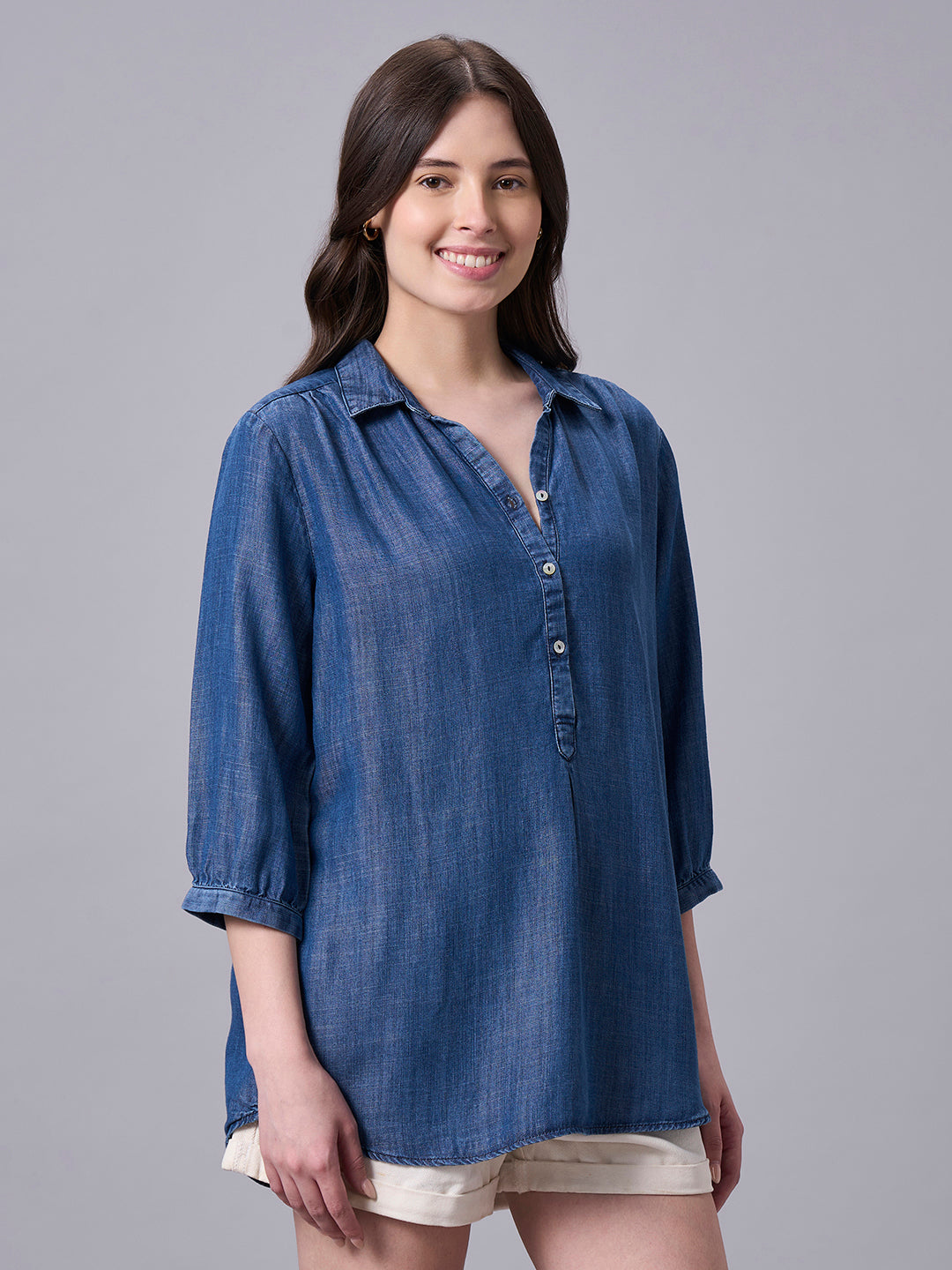 Women's Denim 100% Tencel Regular Fit Blouse