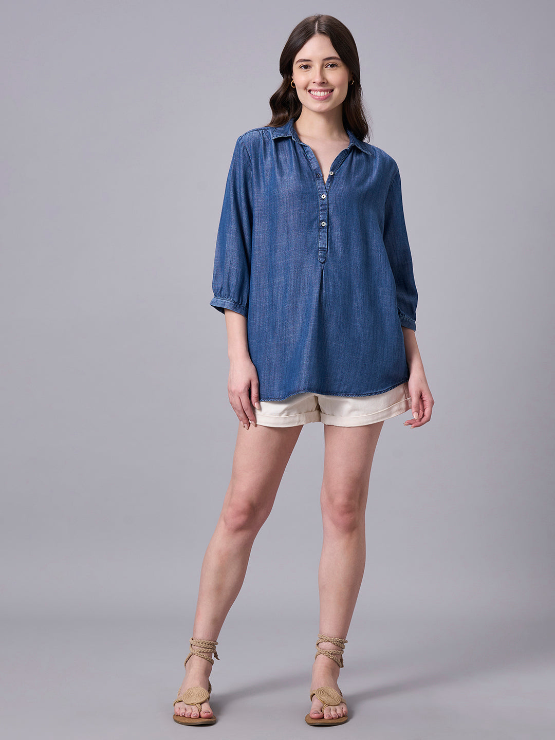 Women's Denim 100% Tencel Regular Fit Blouse