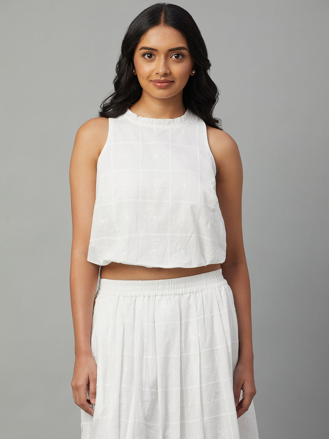 Women's White 100% Cotton Regular Fit Blouse