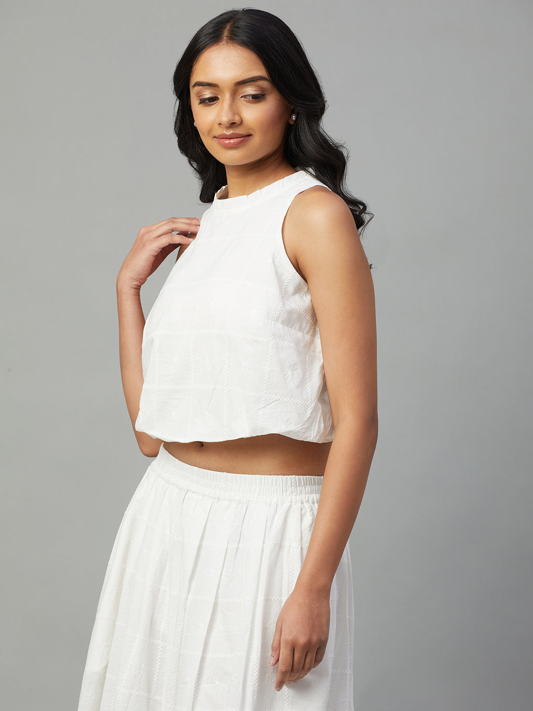 Women's White 100% Cotton Regular Fit Blouse