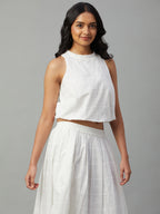 Women's White 100% Cotton Regular Fit Blouse