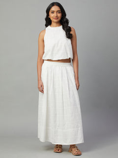 Women’s Cotton Regular Fit Sleeveless Crop Blouse White