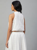 Women's White 100% Cotton Regular Fit Blouse