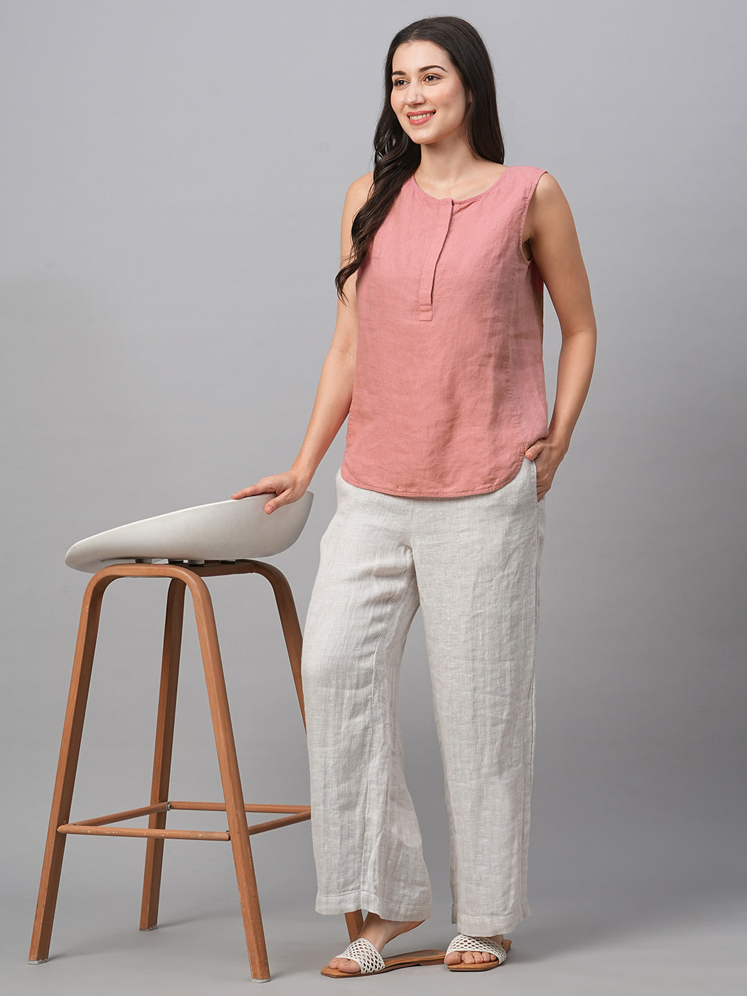 Women's Rose Linen Regular Fit Blouse