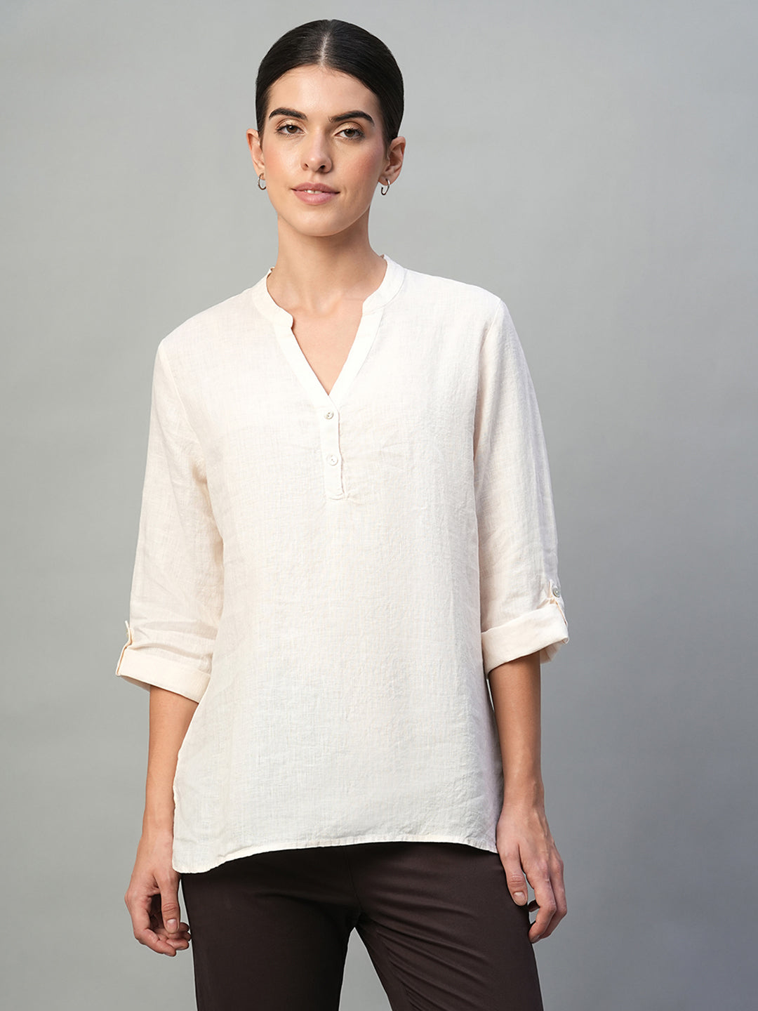 Women's Natural 100% Linen Regular Fit Blouse