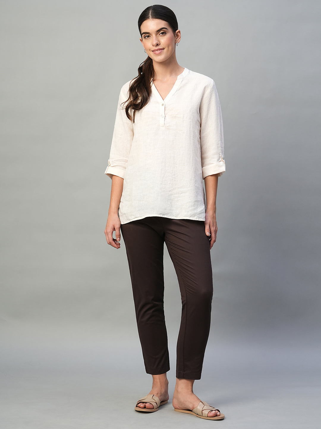 Women's Natural 100% Linen Regular Fit Blouse