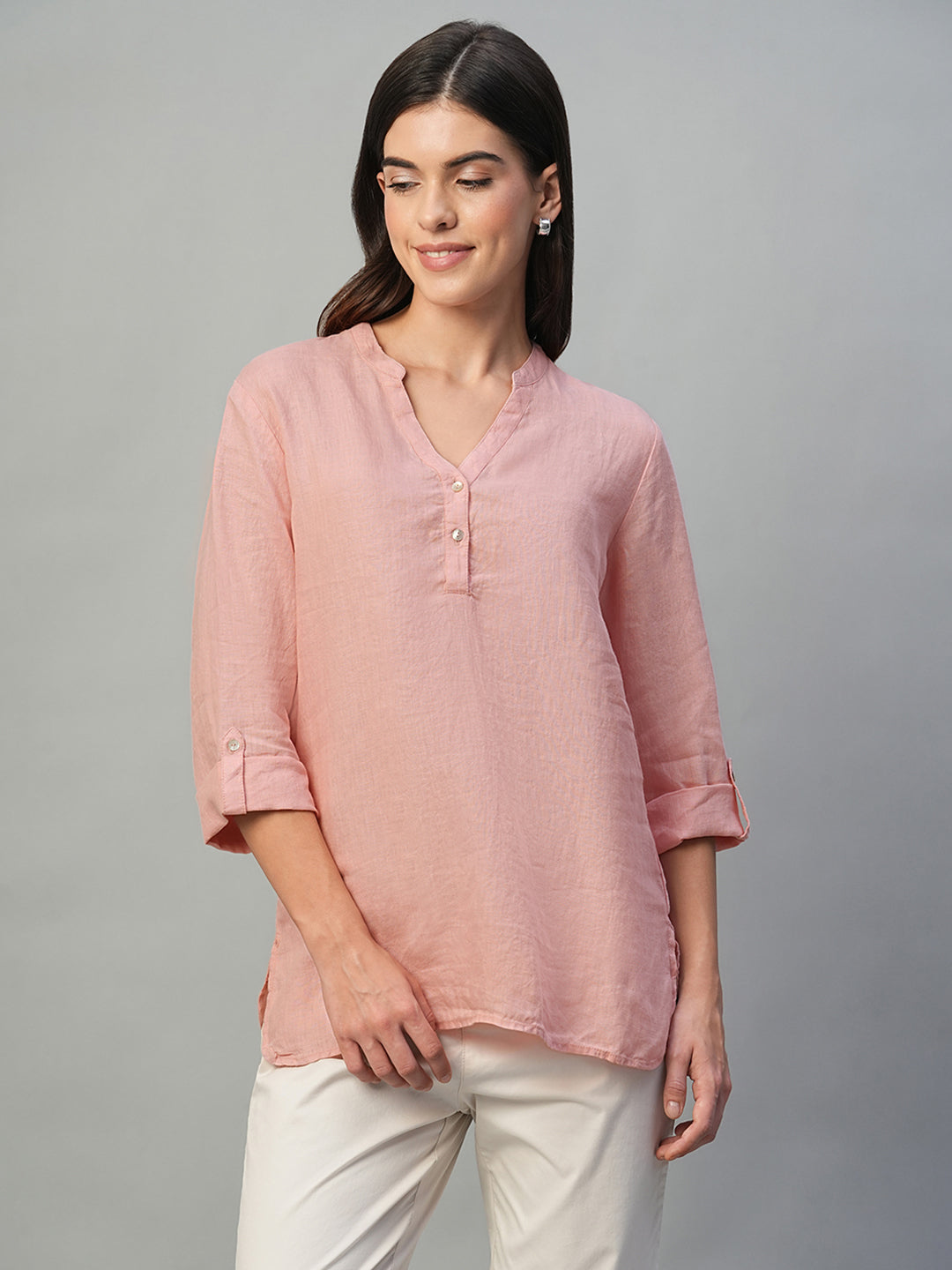 Women's Rose 100% Linen Regular Fit Blouse