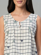 Women's Blue 100% Cotton Regular Fit Blouse
