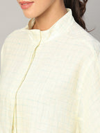 Women's Cream 100% Linen Boxy Fit Blouse