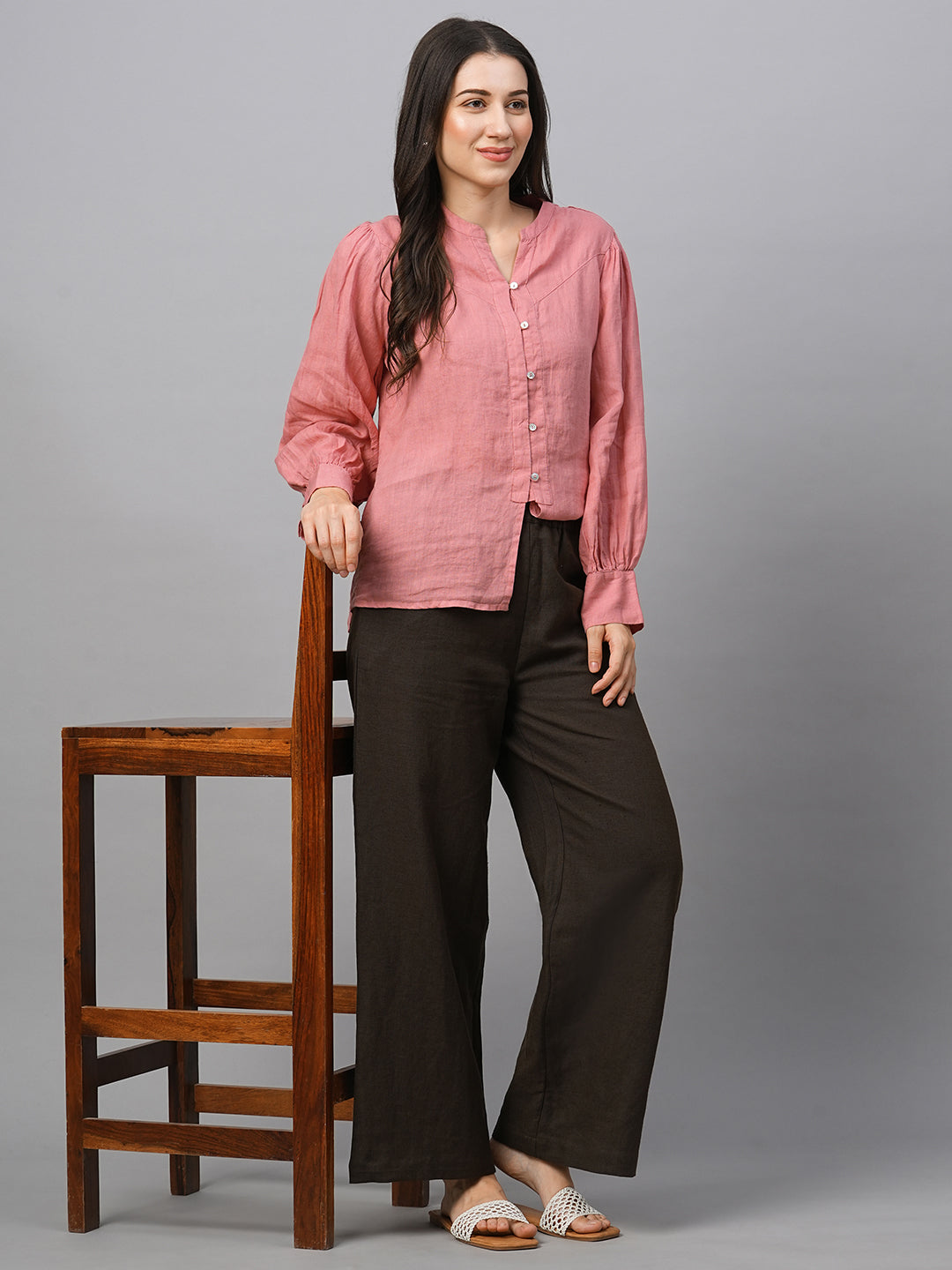Women's Rose Linen Regular Fit Blouse