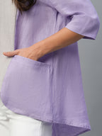 Women's Lilac 100% Linen Regular Fit Blouse