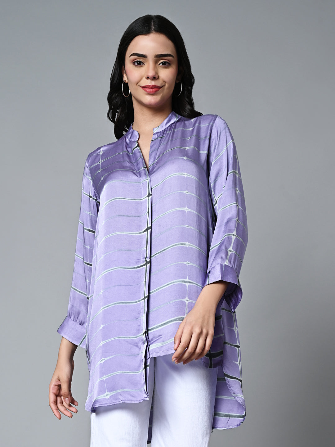 Women's Lilac Viscose Modal Loose Fit Blouse