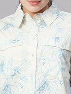 Women's Blue Cotton Regular Fit Blouse