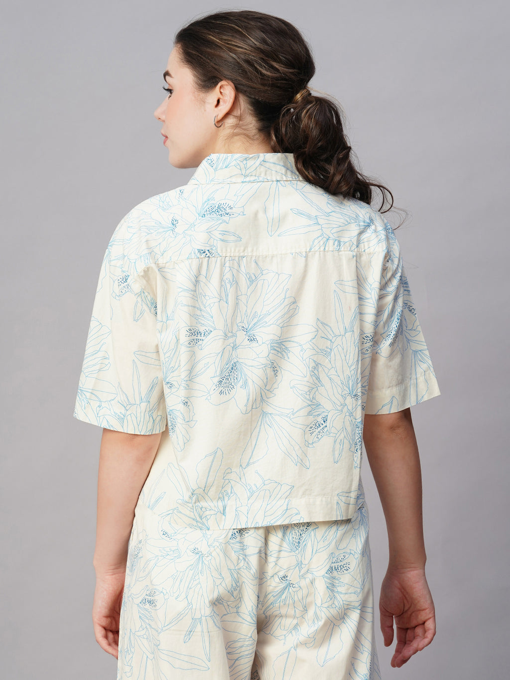 Women's Blue Cotton Regular Fit Blouse