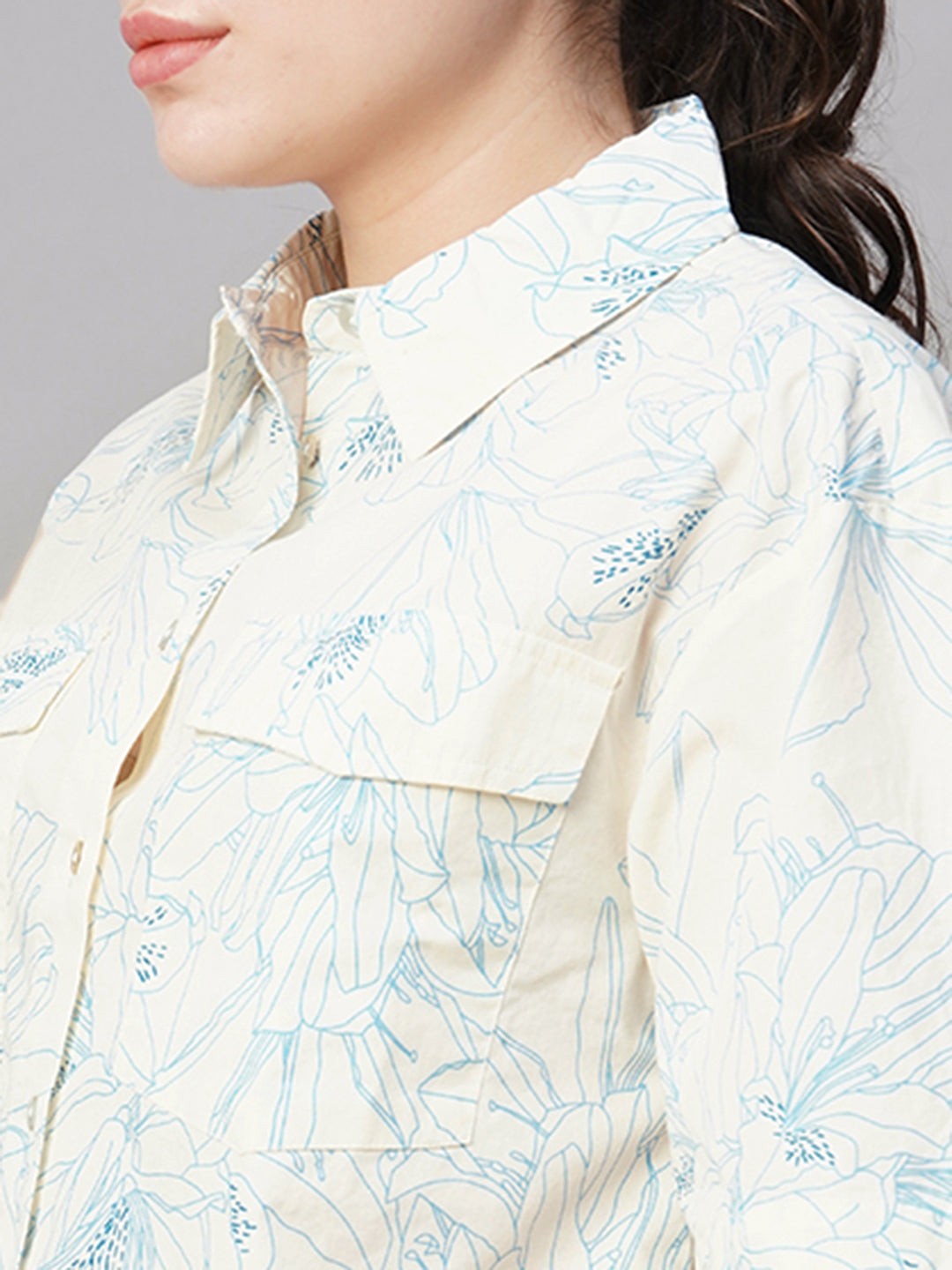 Women's Blue Cotton Regular Fit Blouse