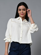 Women's Offwhite Cotton Regular Fit Blouse