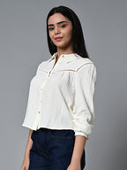 Women's Offwhite Cotton Regular Fit Blouse