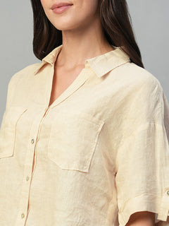 Women’s Linen Boxy Fit Blouse Ivory