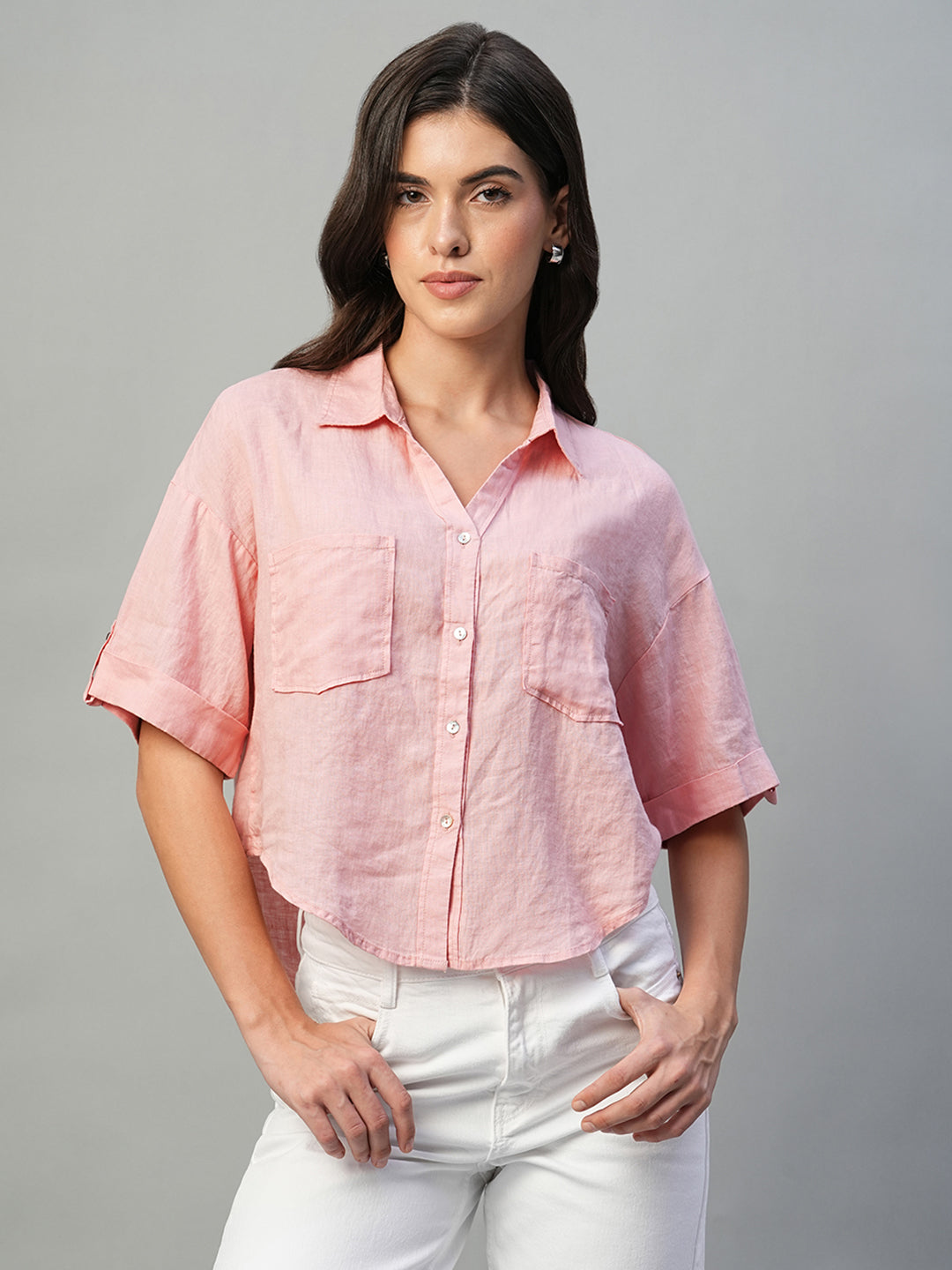 Women's Rose 100% Linen Boxy Fit Blouse