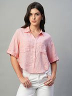 Women's Rose 100% Linen Boxy Fit Blouse